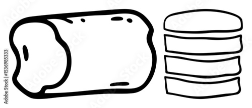 Vector Loaf of bread and sliced bread