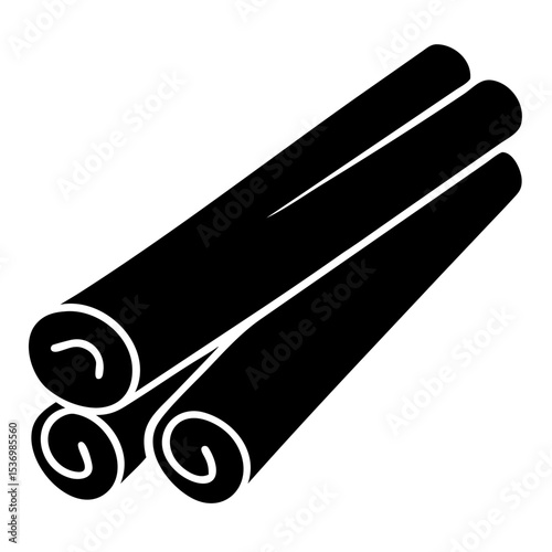 Aromatic cinnamon sticks bundle. Cinnamon sticks spice for baking and cooking. Sweet cinnamon sticks icon for food packaging design.