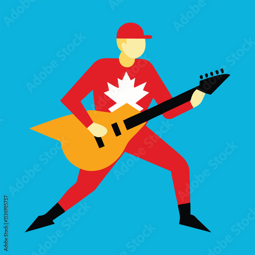 canadian rock guitar vector art	