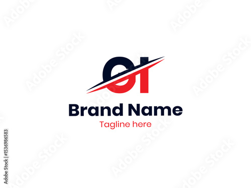Vector OI logo design is divided by a line. OI logo template with red and black colors. IO logo, IO letter
