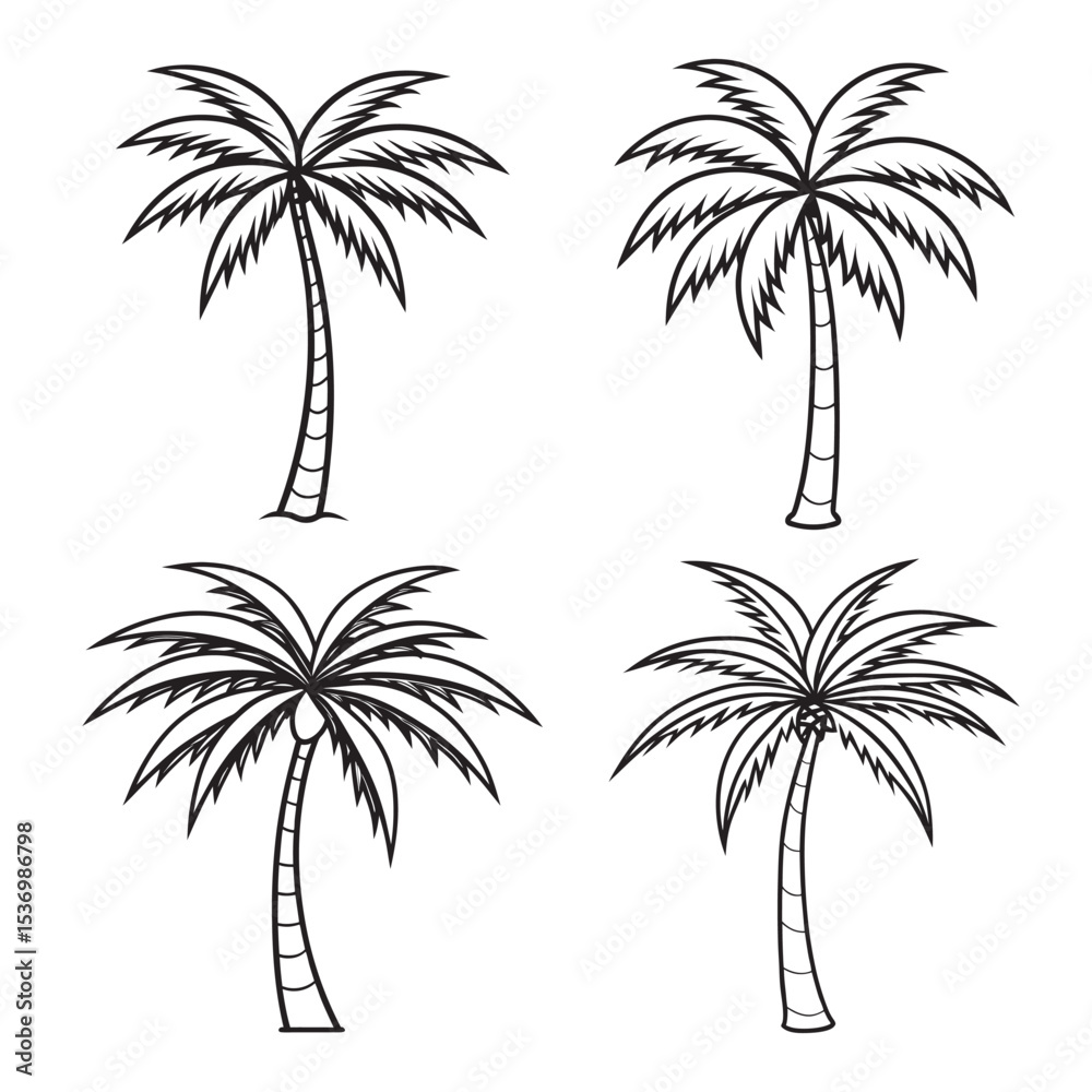 Fototapeta premium Tropical Palm Tree Illustrations Four Unique Designs for Your Projects
