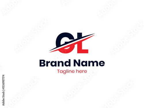 Vector GL logo design is divided by a line. GL logo template with red and black colors. LG logo, LG letter