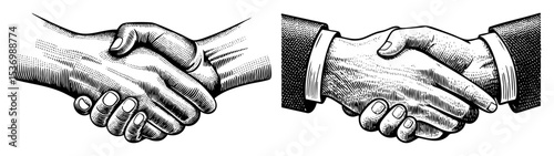 Vector Two hands firmly grasp in a formal handshake symbolizing agreement and partnership.