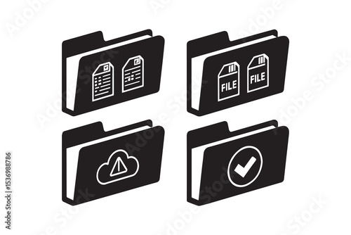 Folder icon vector set. Desktop black and yellow folder icon. Office document folder vector symbol. Empty file thin line sign. Archives files pictogram set