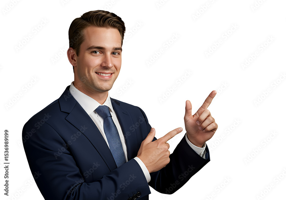 A businessman pointing at a blank space for copy, isolated A businessman pointing at a blank space for copy, isolated