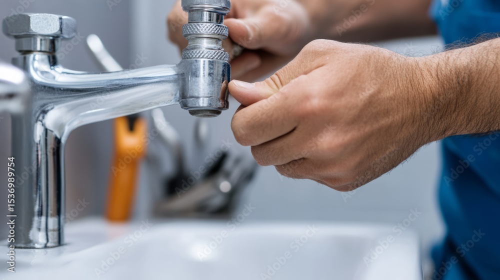 Plumbing repair action in kitchen home interior professional service Plumbing repair action in kitchen home interior professional service