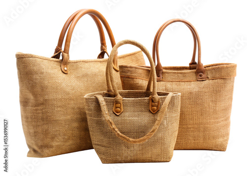 Jute handbags  isolated on white background