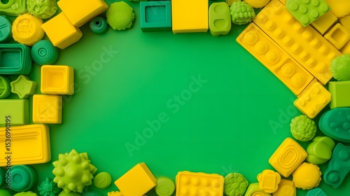 Bright Green Yellow Sensory Toys Frame Background
