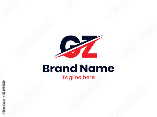 Free Download Vector GZ logo design is divided by a line. GZ logo template with red and black colors. ZG logo, ZG letter - GFXLoad
