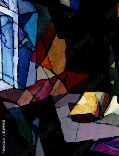 Expression of painting color and brushstroke. Explosive color neon glow. Abstract illustration for background