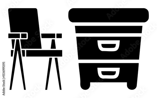 Vector Minimalist chair and storage unit vector .