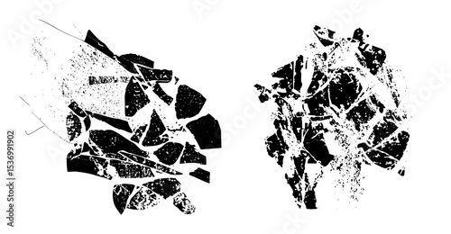 Vector Abstract shattered fragments create a dynamic textured composition.