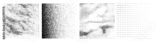 Vector Abstract vector arrangement of dots and rectangles creates a dynamic gradient.