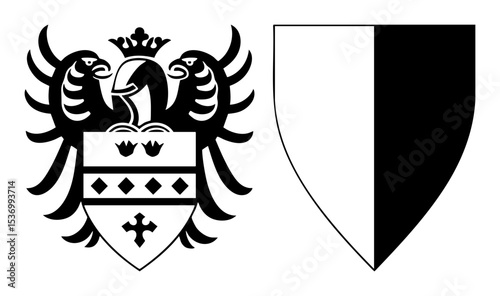 Vector Heraldic with Double-Headed Eagle and Shield