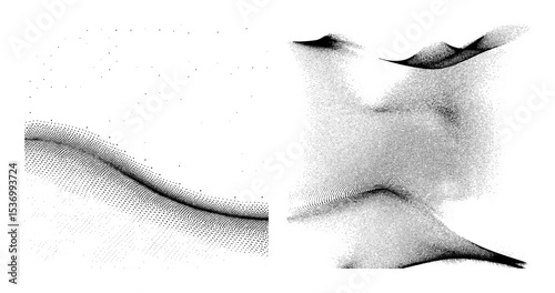 Vector Abstract portrait of a face composed of halftone dots.