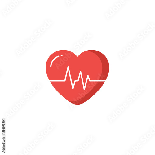 red heart with beats on white background