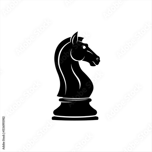 black chess knight vector