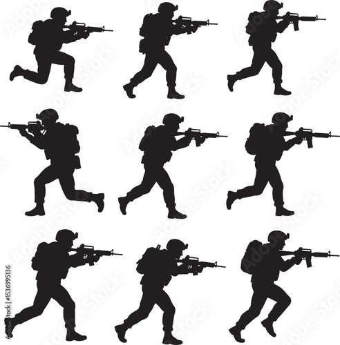 Military Army Soldier Combat Silhouettes