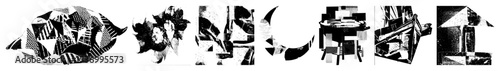 Vector Abstract geometric shapes create a dynamic fragmented composition.