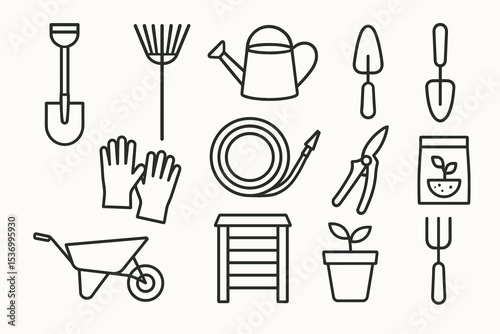 Collection of essential gardening tools and equipment