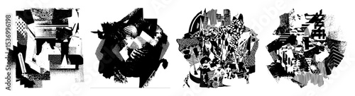 Vector Abstract geometric shapes create a dynamic fragmented composition.