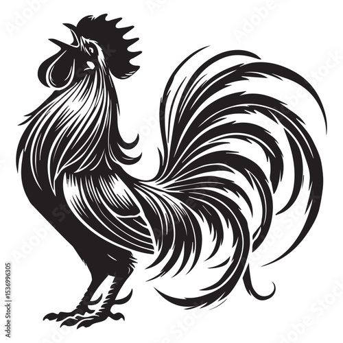 Rooster Scream mood Silhouette clipart, Chicken Domestic animals vector, Chicken Animals Lover Gifts design sublimation
