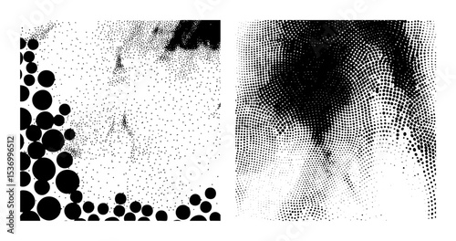 Vector Abstract portrait composed of varying sized dots and circles.
