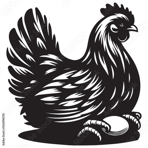 Chicken sitting for egg Silhouette clipart, Chicken Domestic animals vector, Chicken Animals Lover Gifts design sublimation
