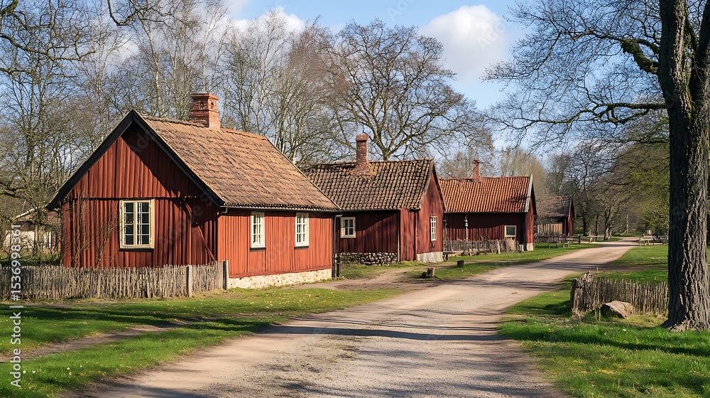 Obraz premium Traditional wooden houses in the old town of Porvoo, Finland