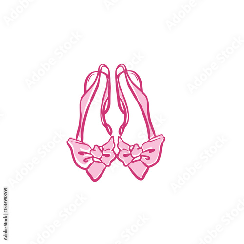 Hand drawn cute wedding shoes vector, bridal shoes with large bow clip art