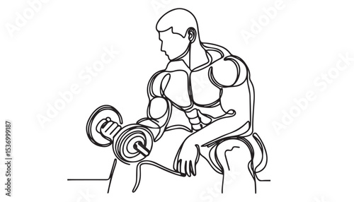 Continuous one single minimal line drawing gym