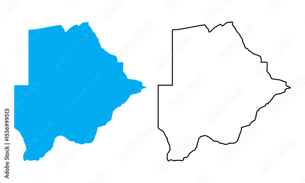 Obraz premium Botswana country map. Map in various outline and blue silhouette styles 
