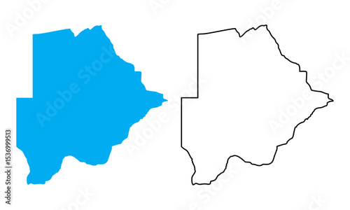 Botswana country map. Map in various outline and blue silhouette styles	