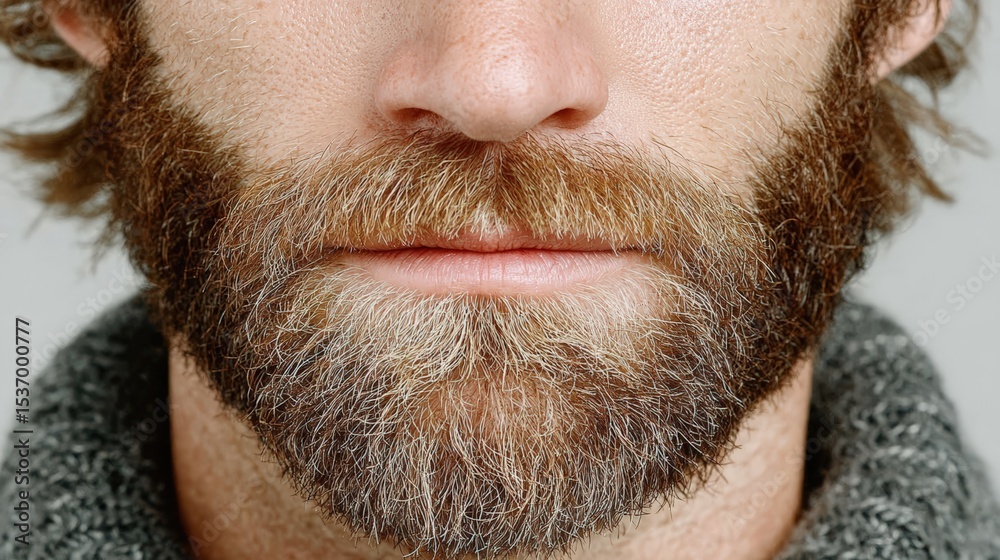 Obraz premium Portrait of a Handsome Man with a Well-Groomed Beard Isolated on White Background – Stylish Male Model with Facial Hair, Copy Space