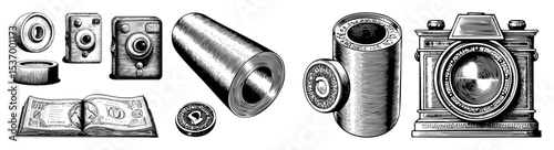 Vector Vintage equipment and printed materials .