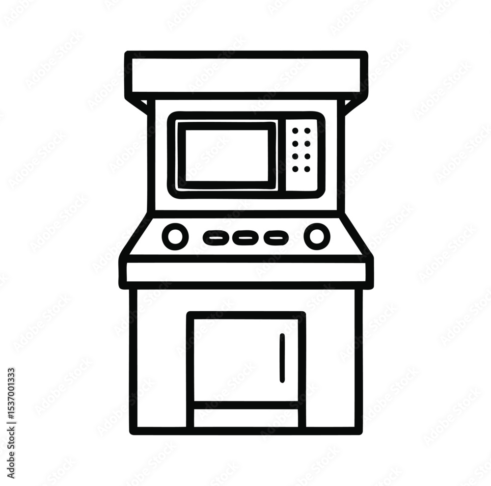 Arcade Machine Outline Icon – Retro Gaming Vector on White Background Arcade Machine Outline Icon – Retro Gaming Vector on White Background