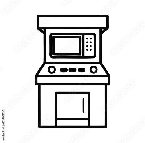 Arcade Machine Outline Icon – Retro Gaming Vector on White Background