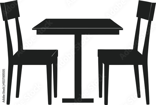 A collection of stylized restaurant interiors and dining scenes, featuring various table setups, seating arrangements, and architectural details, presented with a clean and modern graphic aesthetic.