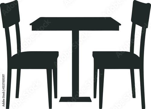 A collection of stylized restaurant interiors and dining scenes, featuring various table setups, seating arrangements, and architectural details, presented with a clean and modern graphic aesthetic.