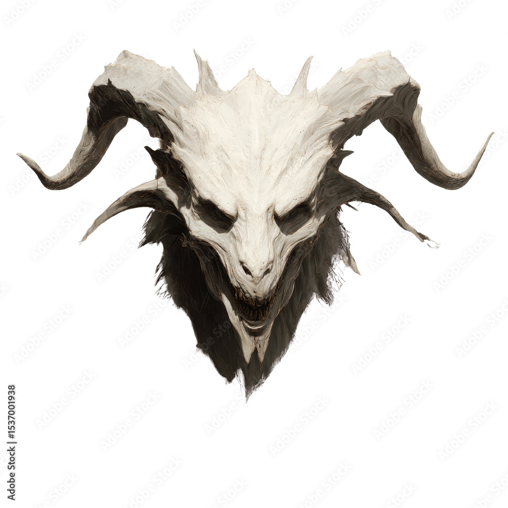 Fototapeta premium 3D Render of a Ghastly, Horned Creature's Head