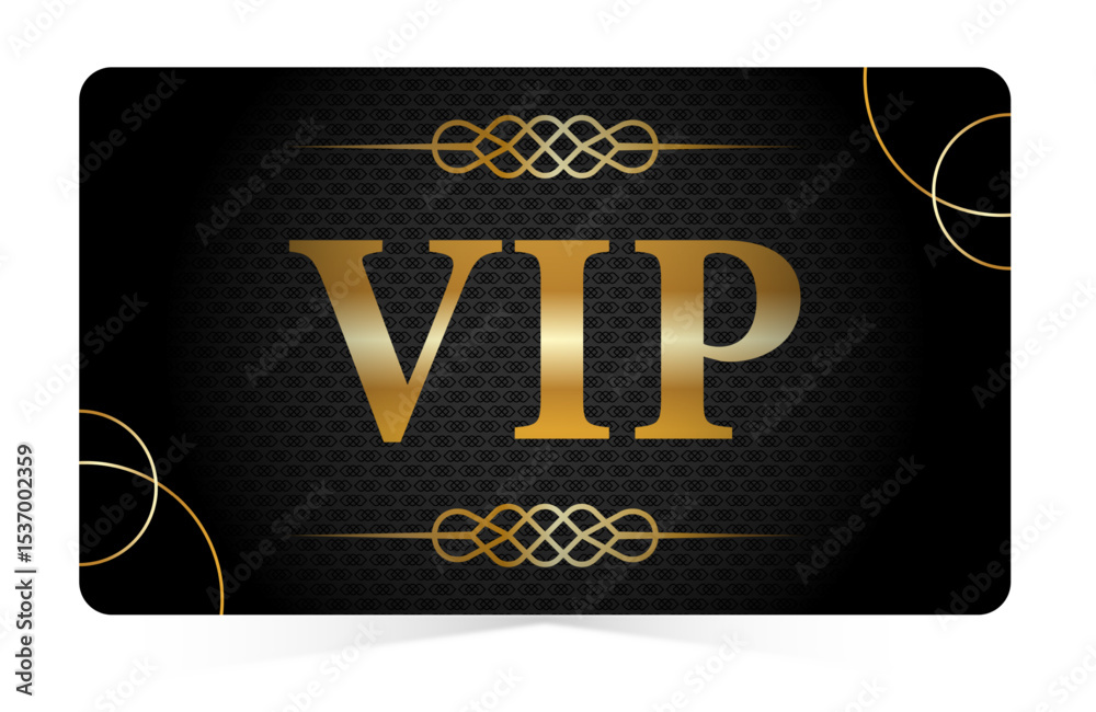 Vip Card with black and gold details in flat vector style Vip Card with black and gold details in flat vector style