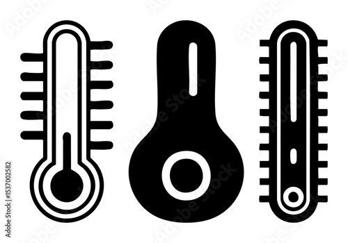 Vector Three distinct thermometer showcase temperature measurement tools.