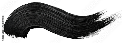 Black ink brush stroke hand-drawn with paint isolated on transparent background, vector illustration for web design templates, branding projects, and UI elements.

