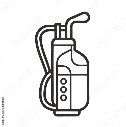 Golf Bag Outline Icon – Minimalist Golf Equipment Design on White Background