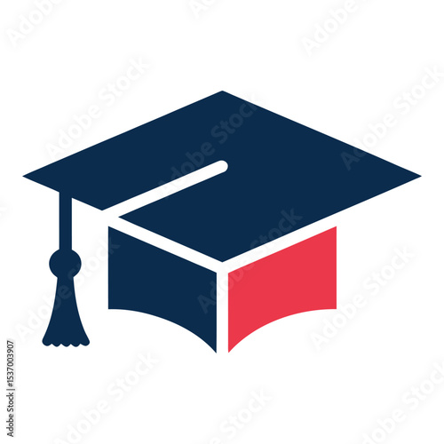 Graduation cap isolated on white background symbolizes academic achievement
