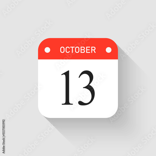 Vector icon page day calendar - 13 October month
