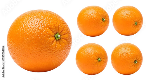 Ripe Juicy Orange with Leaf for Healthy Snack, White background, without background png photo