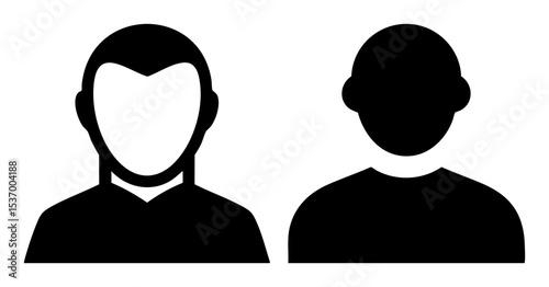 Vector Two monochrome headshot depict diverse individuals.