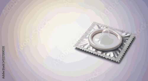 Condom on Abstract Background for Sexual Health Awareness, Education Campaigns, Safe Sex Promotion, and Public Health Resources