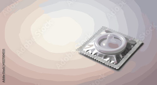 Condom on Neutral Background for Sexual Health Awareness, Education, Safe Sex Campaigns, and Public Health Resources